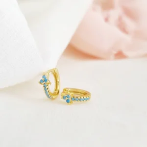 Aretes - Huggies Flor Turquesa II