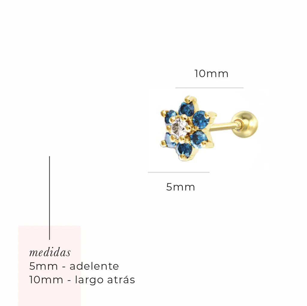 Aretes – Mini Flor Azul