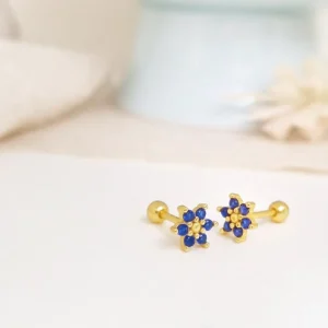 Aretes - Mini Flor Azul III