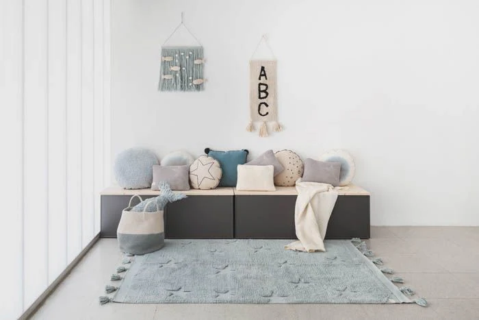 Alfombra Hippy Estrellas Celeste